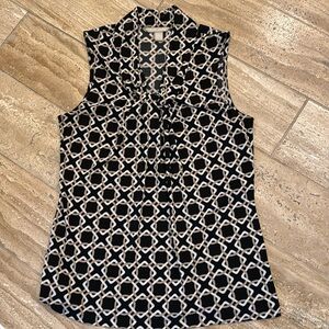 Banana Republic Black and Tan Geometric Sleeveless Professional Top Size Small